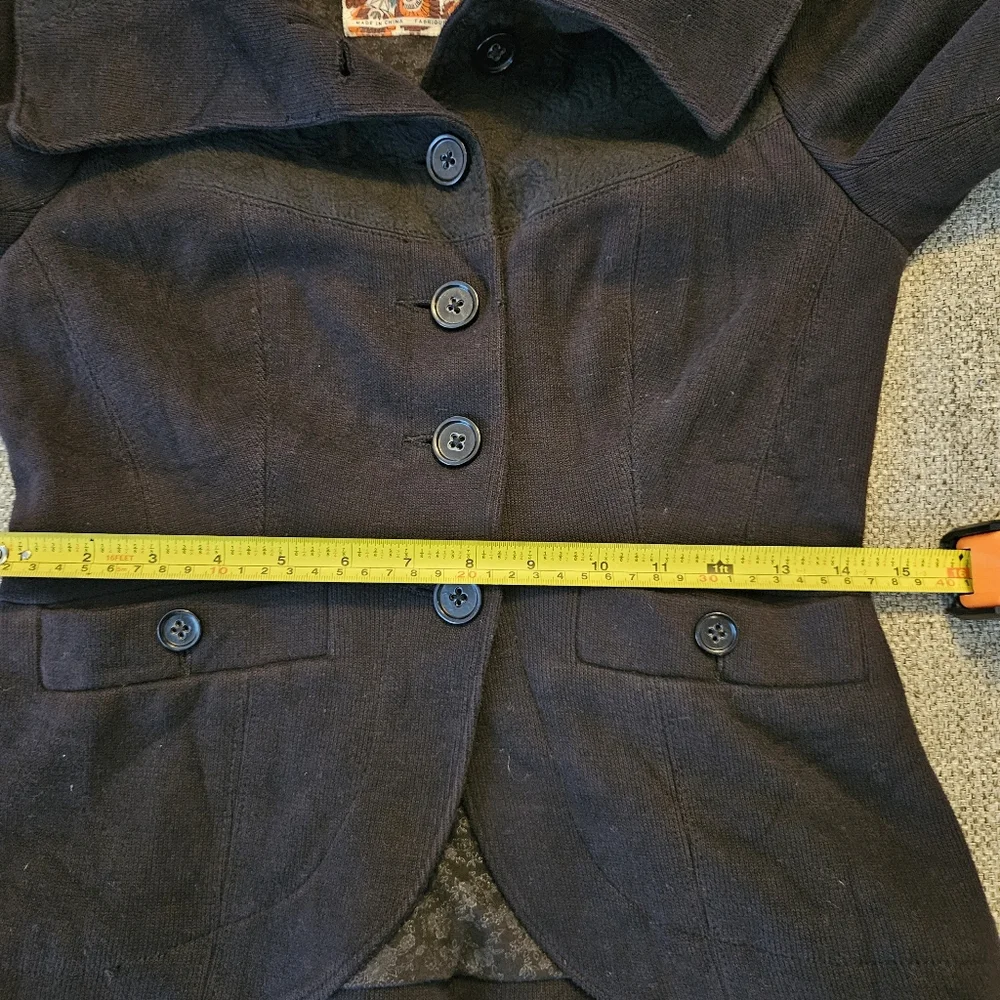 Vintage Free People Womens Size 4 Button Front Long Sleeve Black Jacket U Y2K - Picture 11 of 14